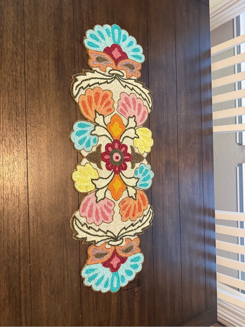 Colorful Floral Embroidered Table Runner